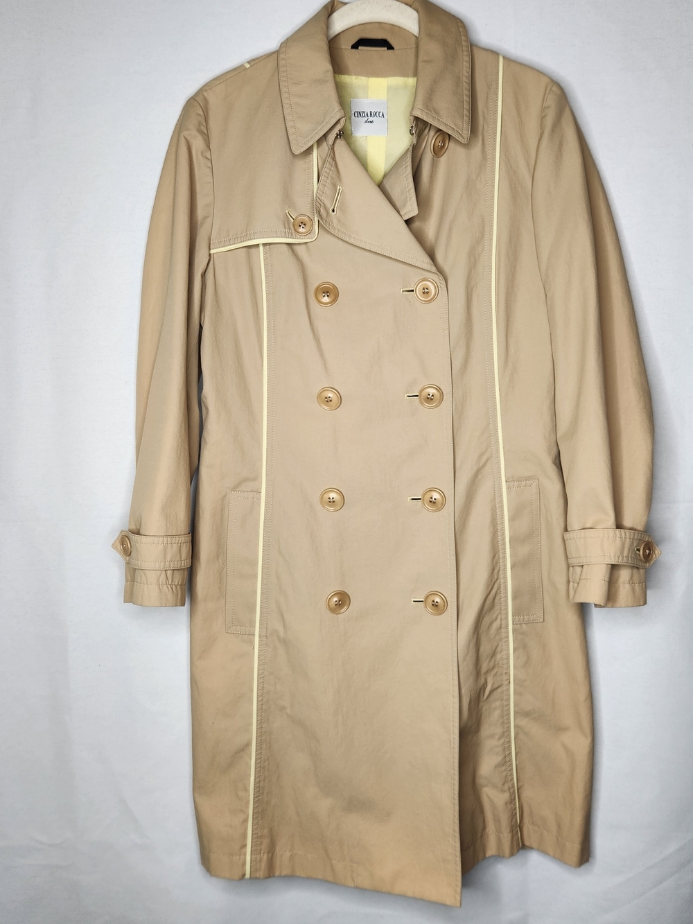Cinzia Rocca Icons Beige Trench Coat with Cream Piping